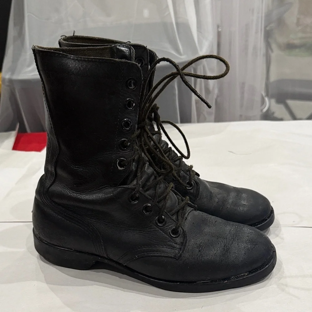 Classic Black Leather Combat Boots